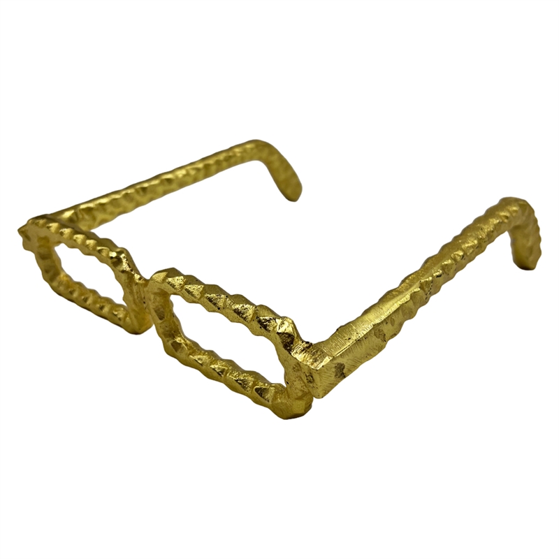 Bergamo Art Decorative Handmade Aluminum 8 inch Glasses Sculpture in Gold