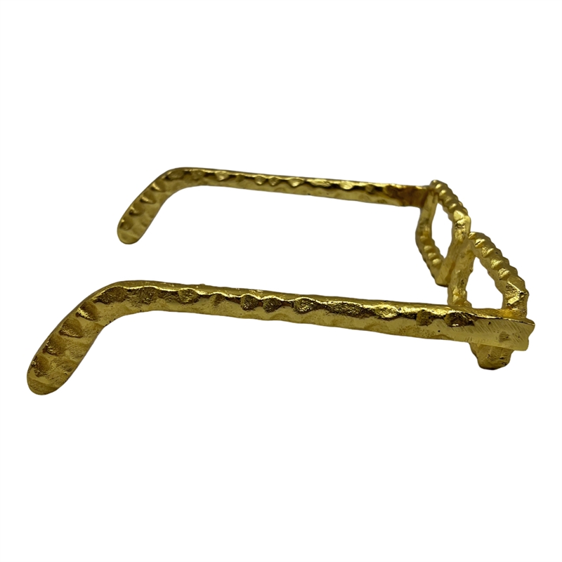 Bergamo Art Decorative Handmade Aluminum 8 inch Glasses Sculpture in Gold