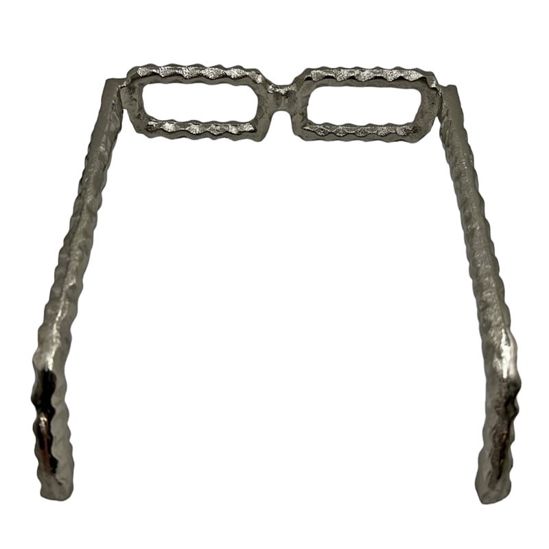 Bergamo Art Decorative Handmade Aluminum 8 inch Glasses Sculpture in Nickel
