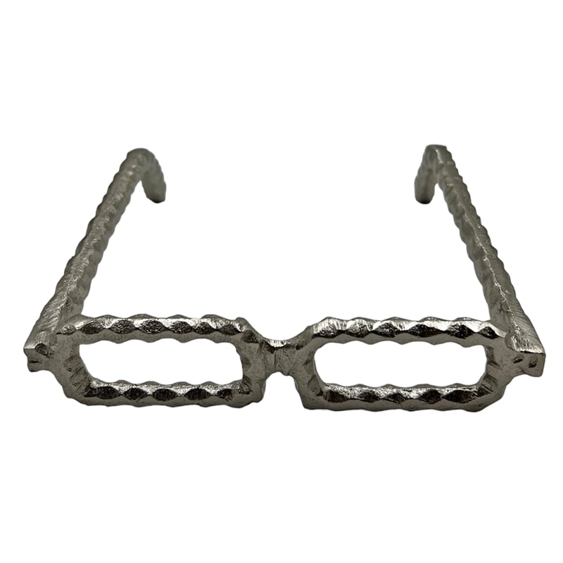 Bergamo Art Decorative Handmade Aluminum 8 inch Glasses Sculpture in Nickel