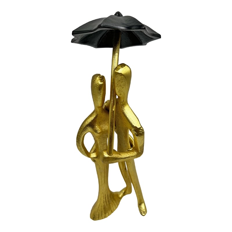 Bergamo Art Decorative Handmade Aluminum 15 inch Lover Sculpture in Gold