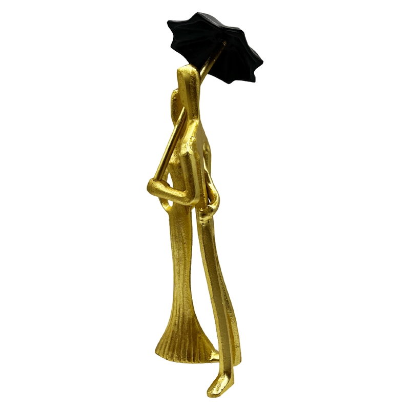 Bergamo Art Decorative Handmade Aluminum 15 inch Lover Sculpture in Gold