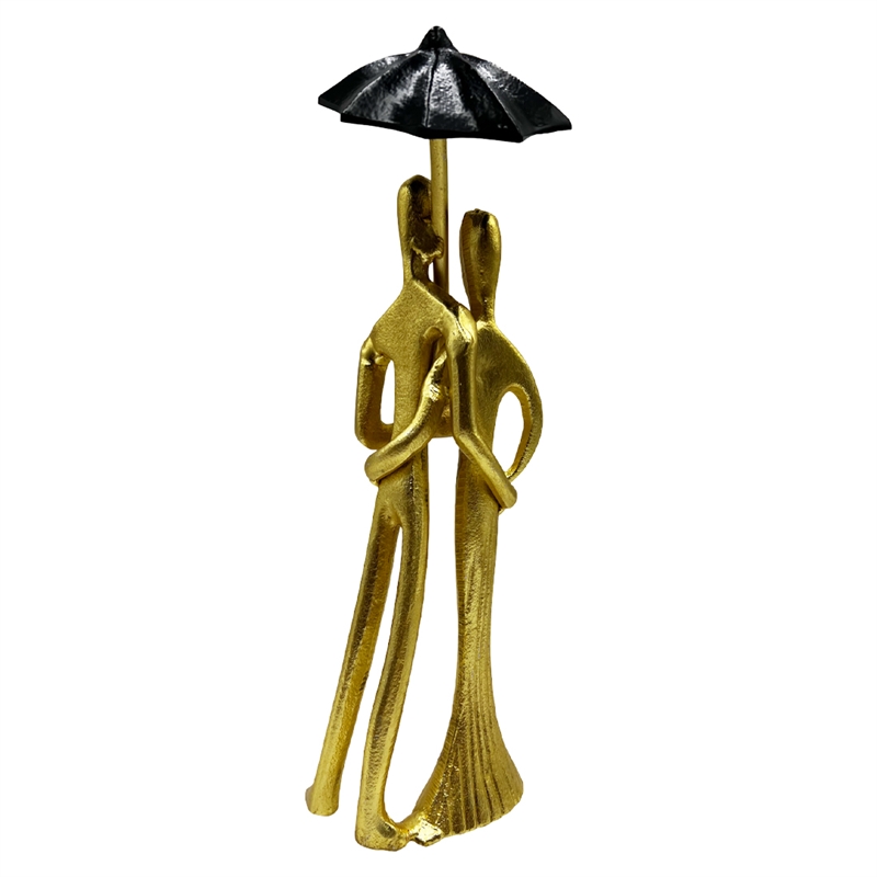 Bergamo Art Decorative Handmade Aluminum 15 inch Lover Sculpture in Gold