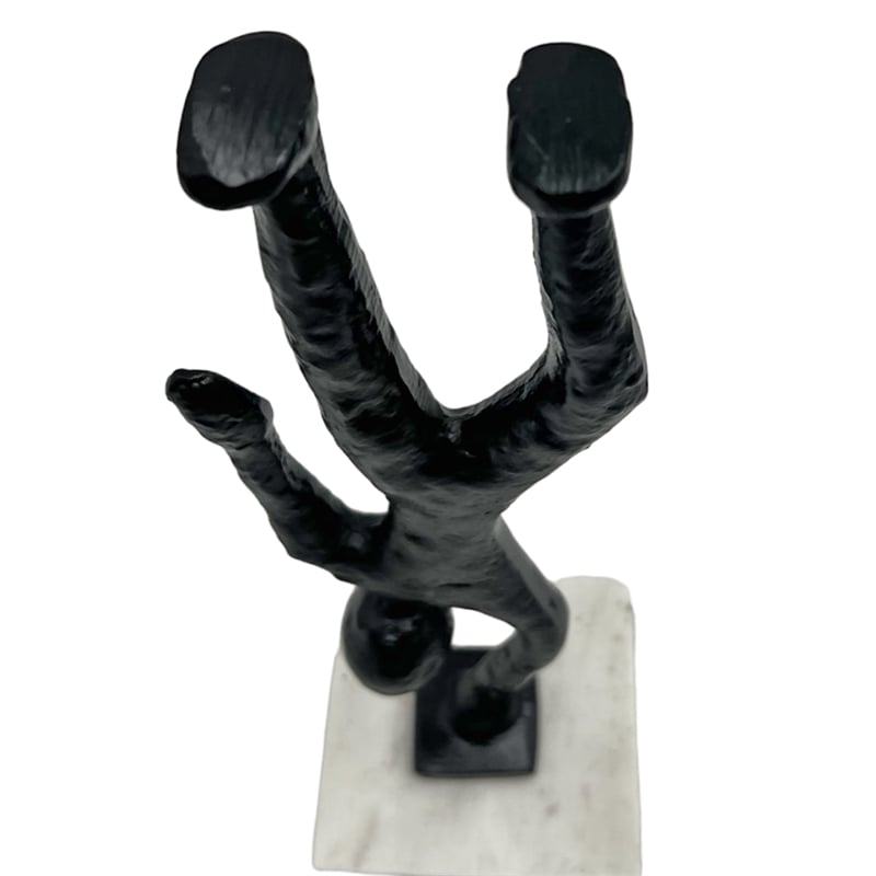 Bergamo Art Handmade Metal 12 in Abstract Upside Down Person Sculpture in Black