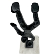 Bergamo Art Handmade Metal 12 in Abstract Upside Down Person Sculpture in Black