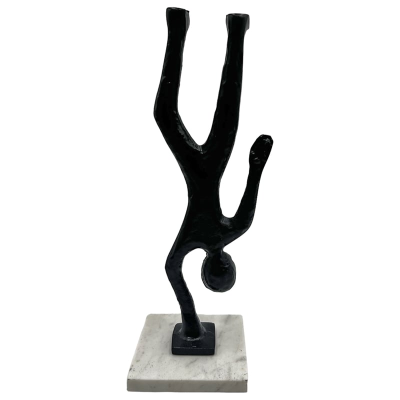 Bergamo Art Handmade Metal 12 in Abstract Upside Down Person Sculpture in Black