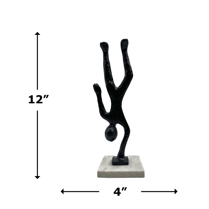 Bergamo Art Handmade Metal 12 in Abstract Upside Down Person Sculpture in Black