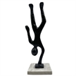 Bergamo Art Handmade Metal 12 in Abstract Upside Down Person Sculpture in Black