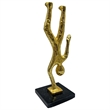 Bergamo Art Handmade Metal 12 inch Abstract Upside Down Person Sculpture in Gold