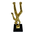 Bergamo Art Handmade Metal 12 inch Abstract Upside Down Person Sculpture in Gold
