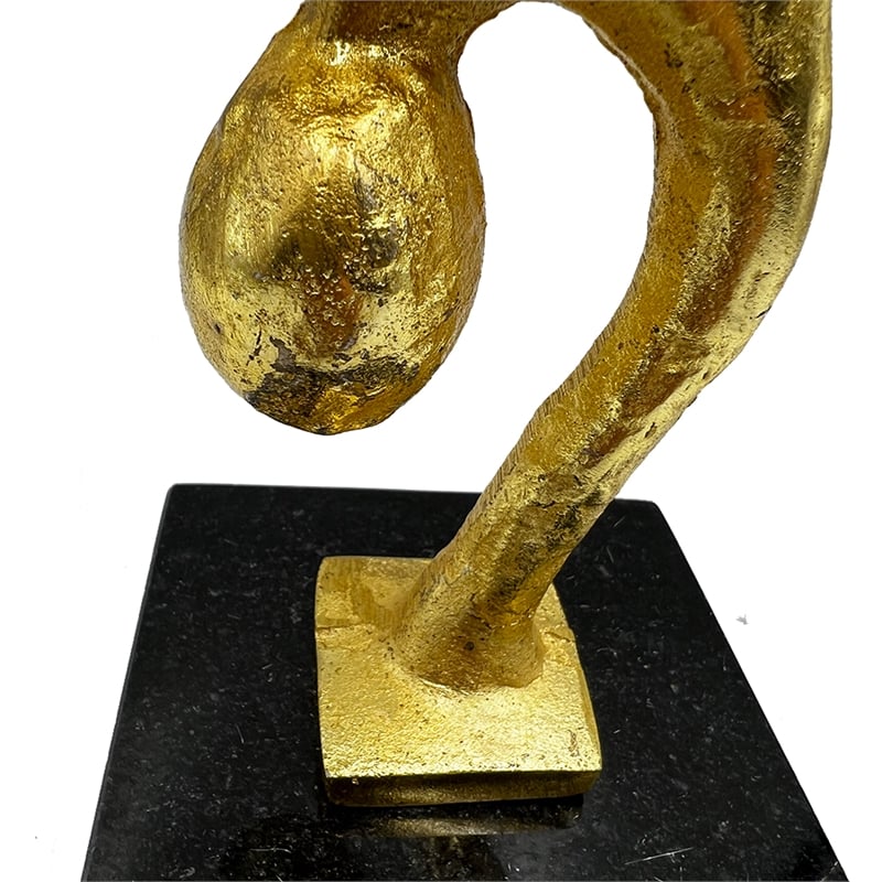 Bergamo Art Handmade Metal 12 inch Abstract Upside Down Person Sculpture in Gold