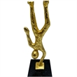 Bergamo Art Handmade Metal 12 inch Abstract Upside Down Person Sculpture in Gold