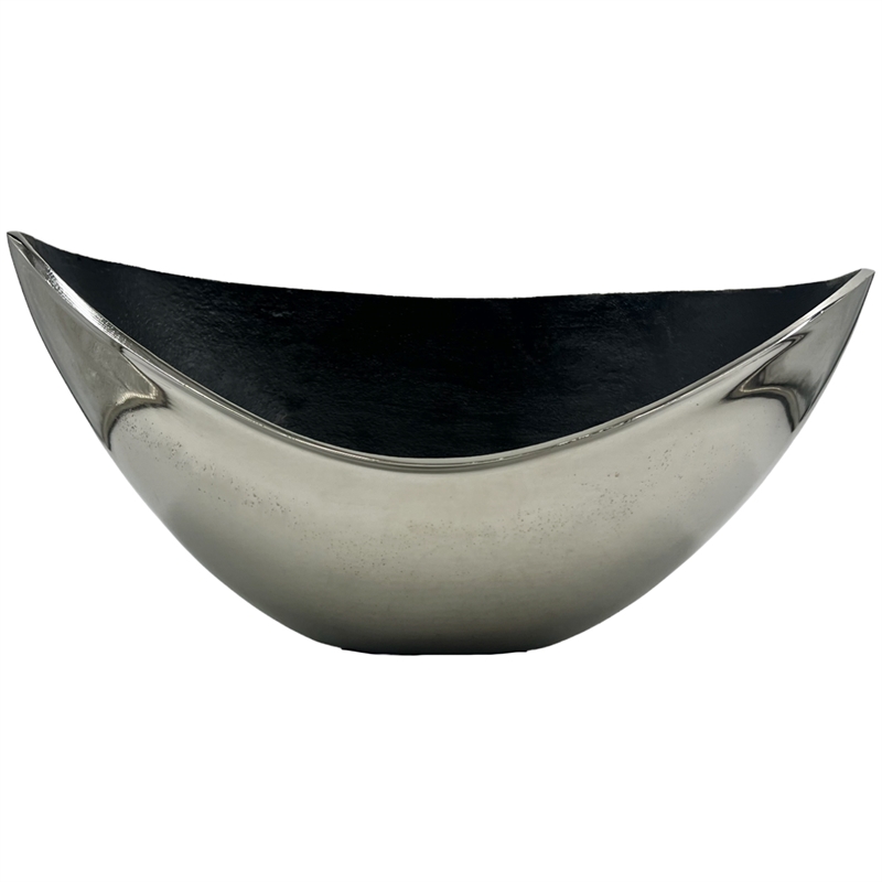 Bergamo Art 16 inch Decorative Handmade Aluminum Modern Bowl in Silver
