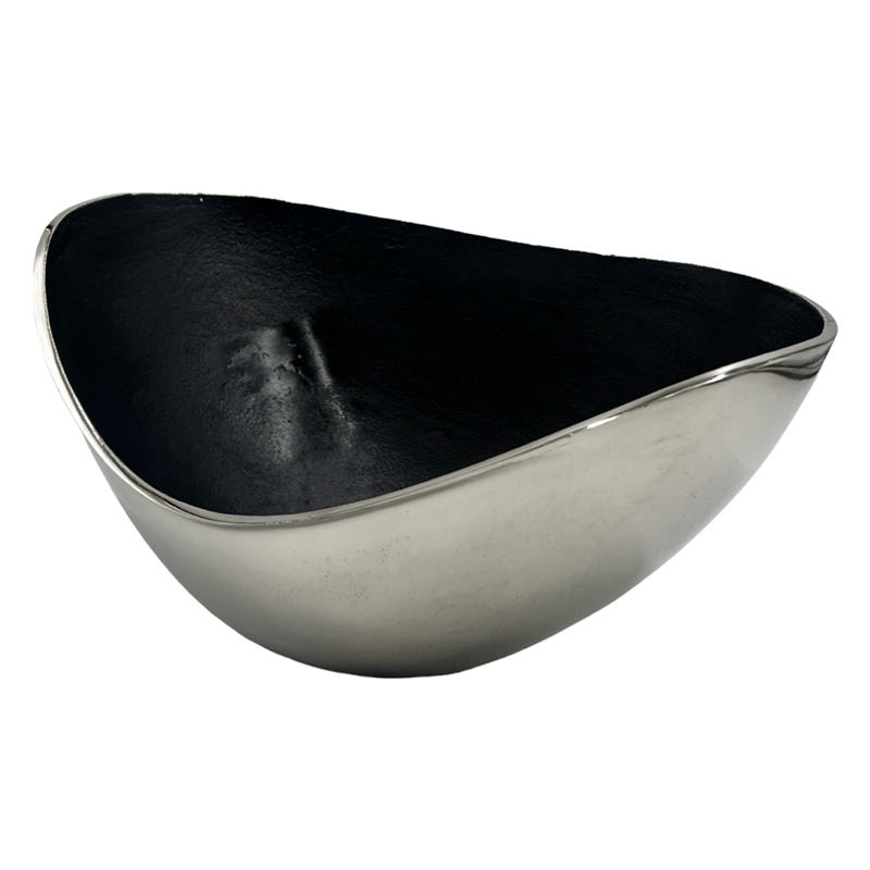 Bergamo Art 16 inch Decorative Handmade Aluminum Modern Bowl in Silver