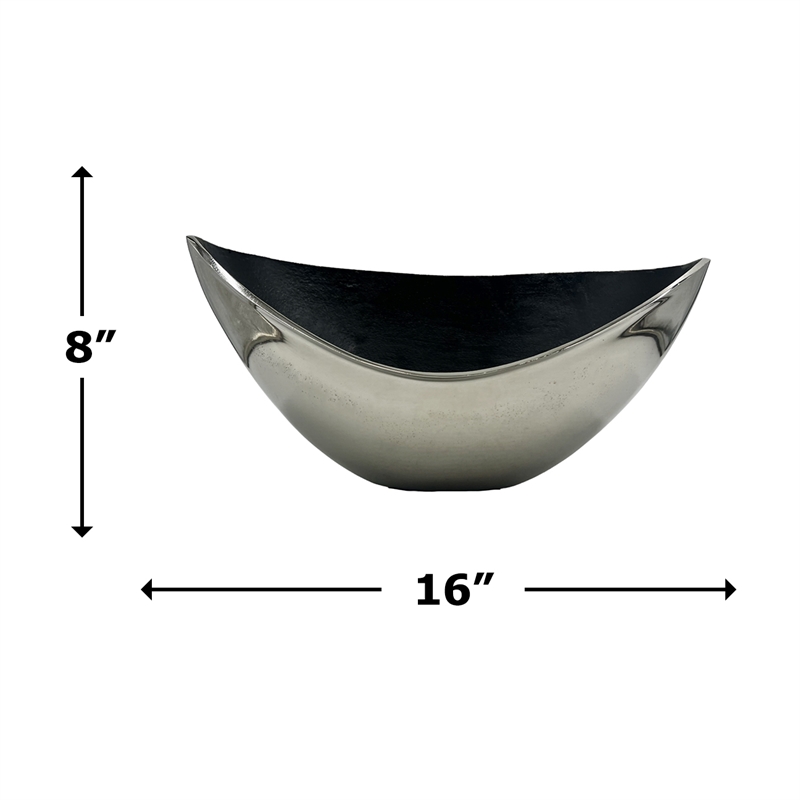 Bergamo Art 16 inch Decorative Handmade Aluminum Modern Bowl in Silver