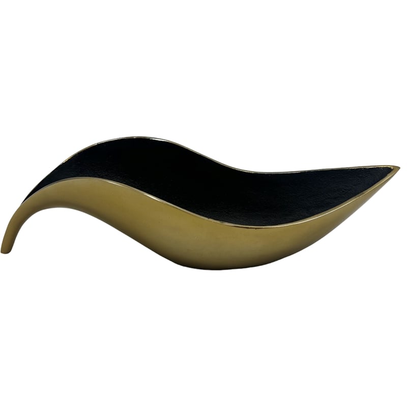 Bergamo Art 18 Inch Tall Decorative Handmade Aluminum Artistic Boat Bowl in Gold