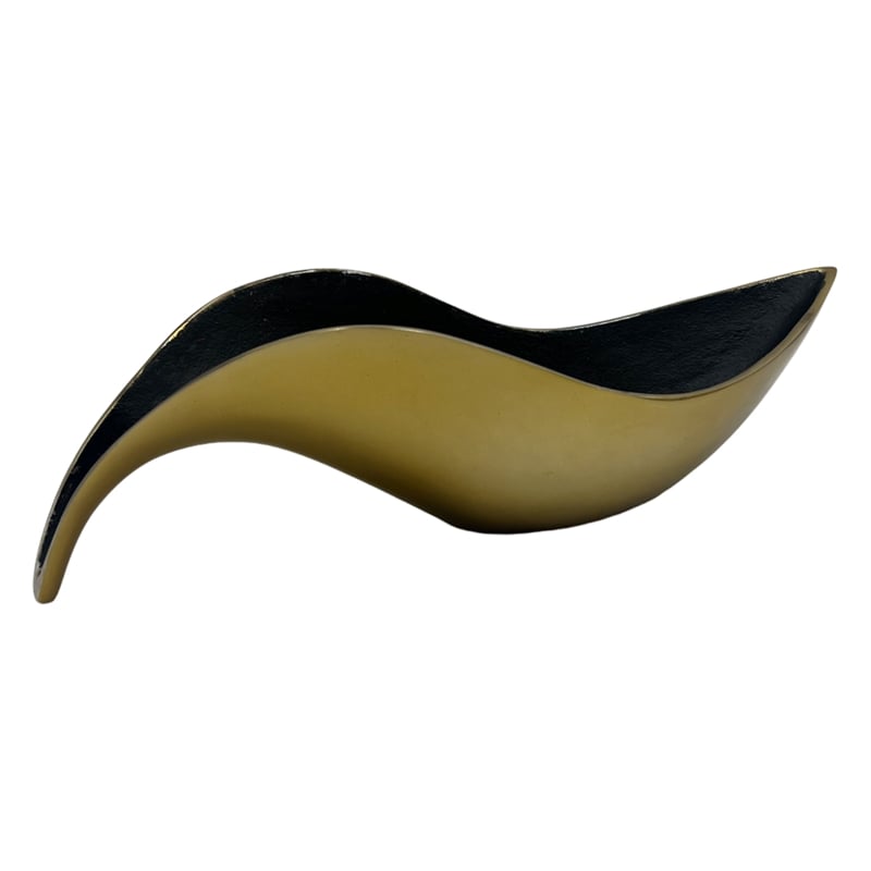 Bergamo Art 18 Inch Tall Decorative Handmade Aluminum Artistic Boat Bowl in Gold