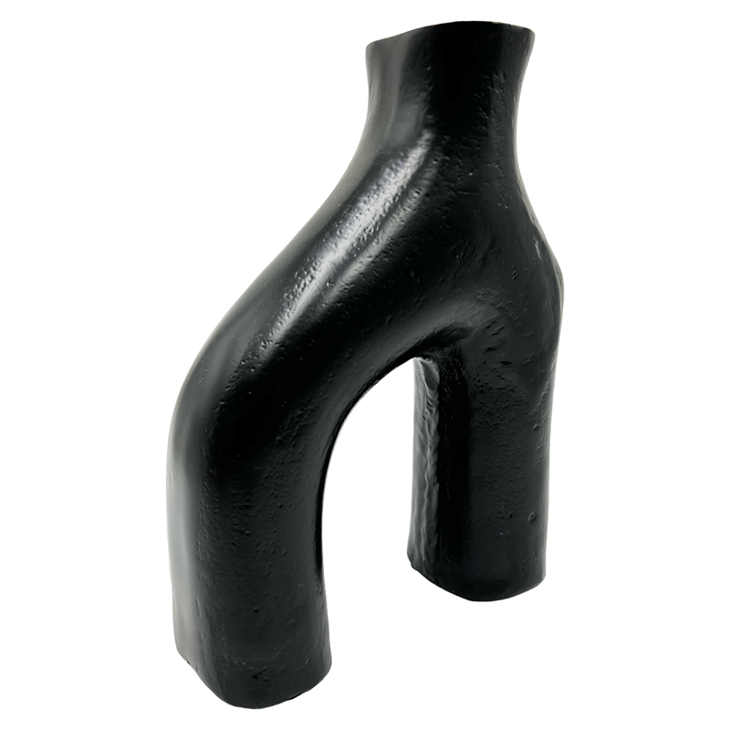 Bergamo Art 10 Inch Decorative Handmade Aluminum Modern Flower Vase in Black