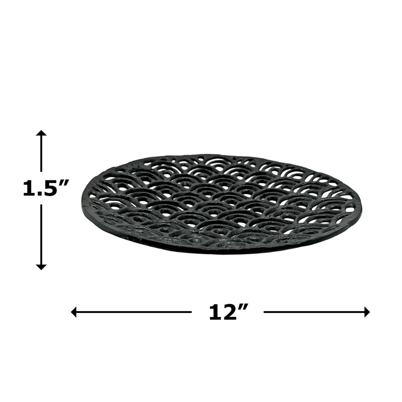 Bergamo Art 12 inch Decorative Handmade Aluminum Round Platter Bowl in Black