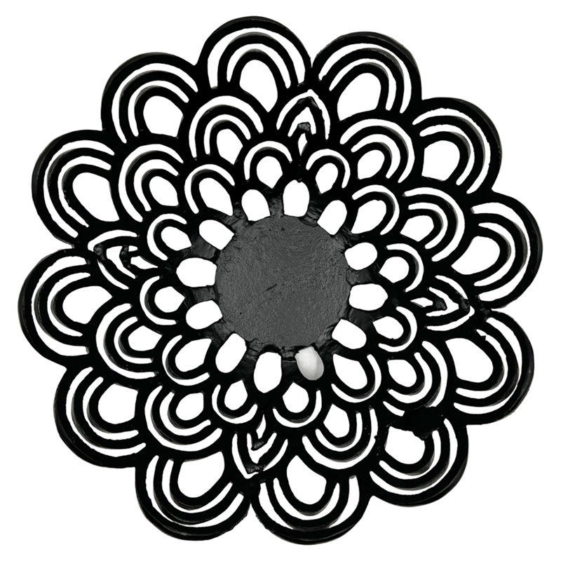 Bergamo Art Decorative Handmade Aluminum Peacock Feather Flower Bowl in Black