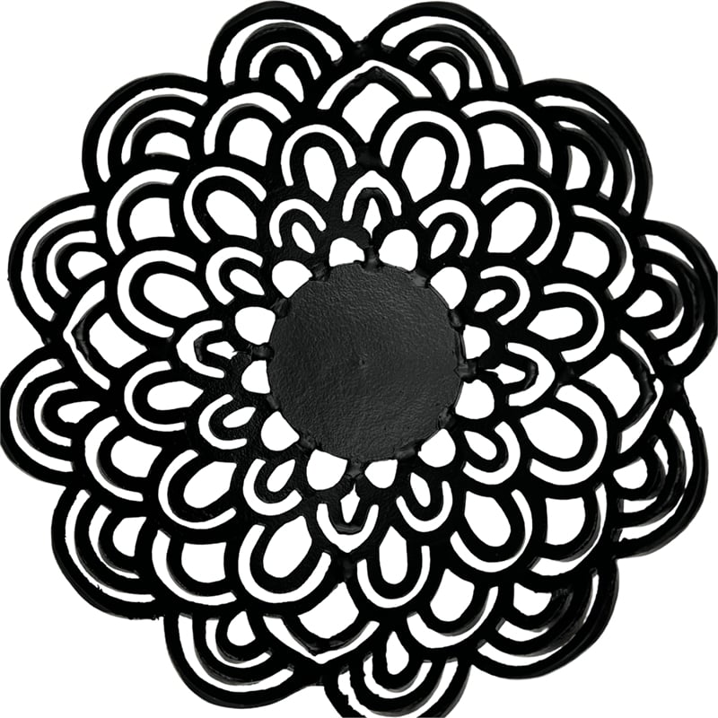 Bergamo Art Decorative Handmade Aluminum Peacock Feather Flower Bowl in Black