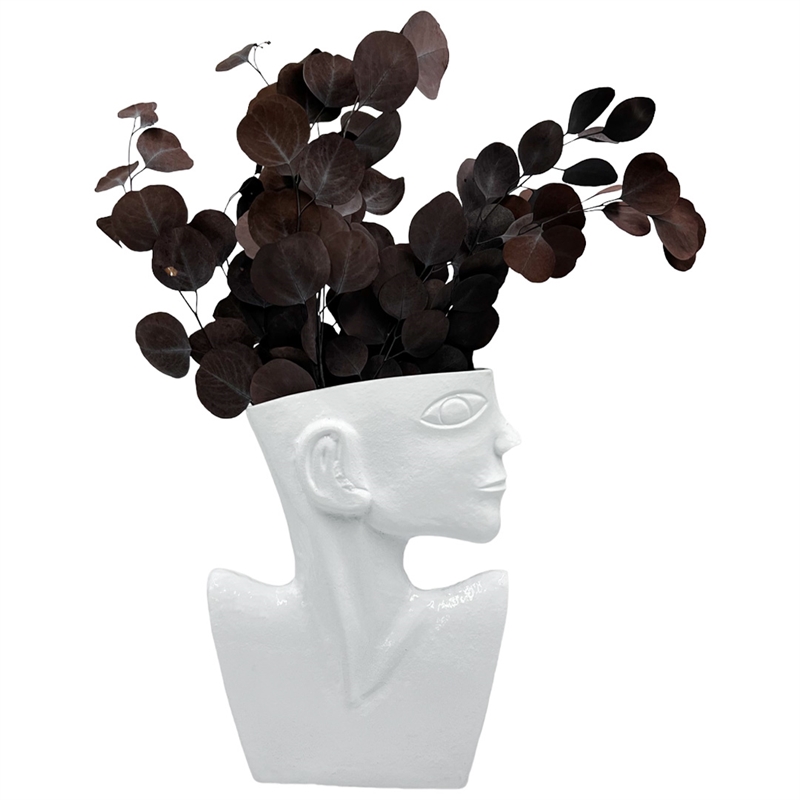 Bergamo Art 14.5 Inch Tall Decorative Handmade Aluminum Face Flower Vase