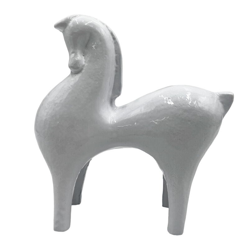 Bergamo Art Decorative Handmade Aluminum 7 inch Modern Horse Sculpture in White