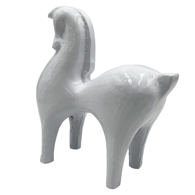 Bergamo Art Decorative Handmade Aluminum 7 inch Modern Horse Sculpture in White