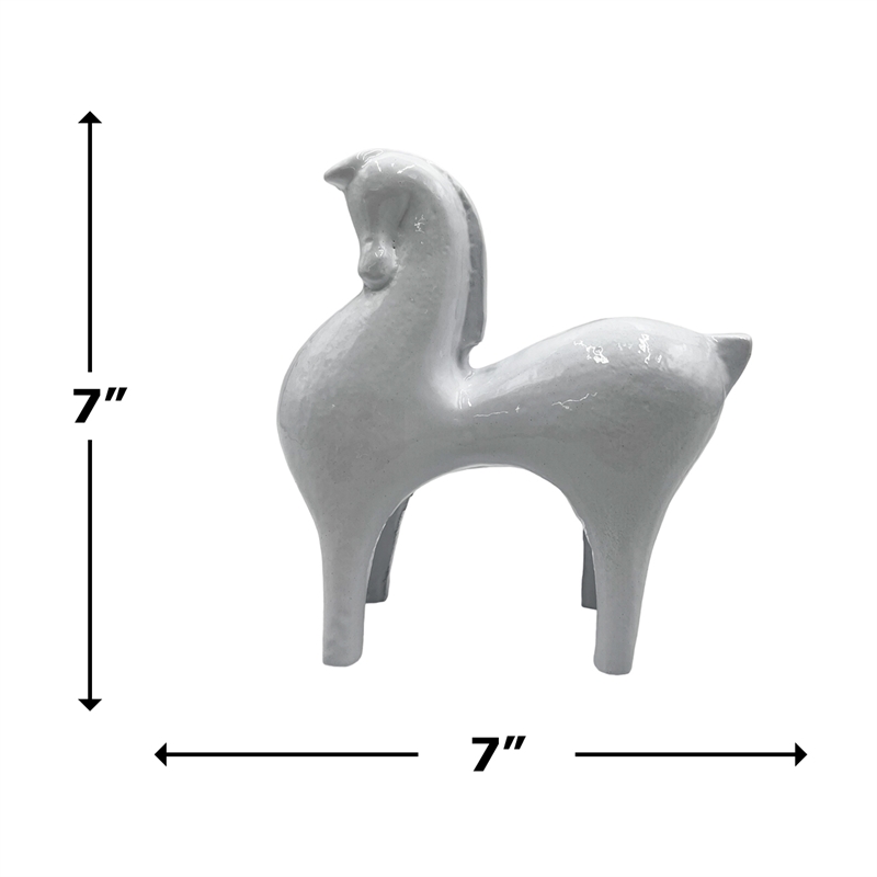 Bergamo Art Decorative Handmade Aluminum 7 inch Modern Horse Sculpture in White