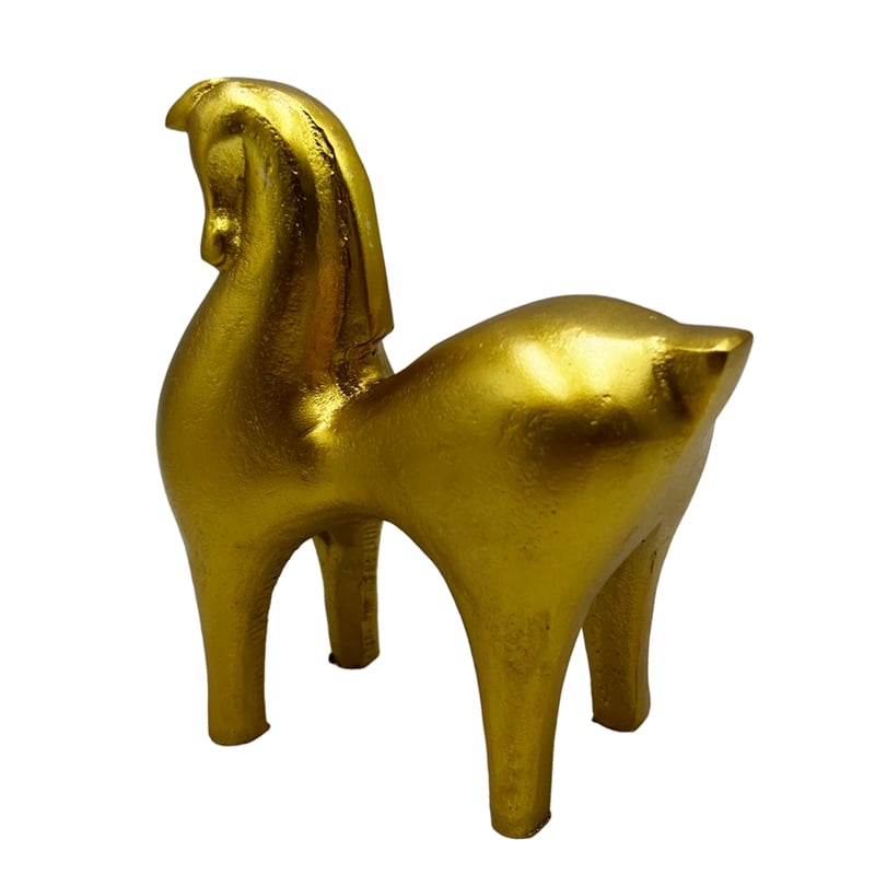 Bergamo Art Decorative Handmade Aluminum 7 inch Modern Horse Sculpture in Gold