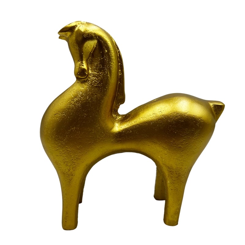 Bergamo Art Decorative Handmade Aluminum 7 inch Modern Horse Sculpture in Gold