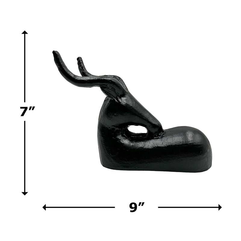 Bergamo Art Decorative Handmade Aluminum 9 inch Modern Deer Sculpture in Black