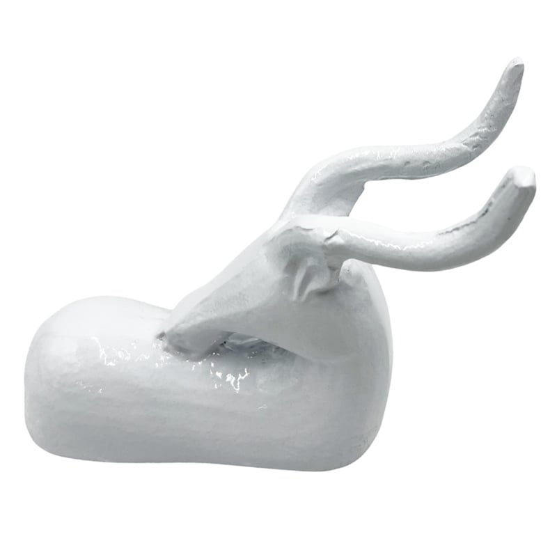 Bergamo Art Decorative Handmade Aluminum 9 inch Modern Deer Sculpture in White