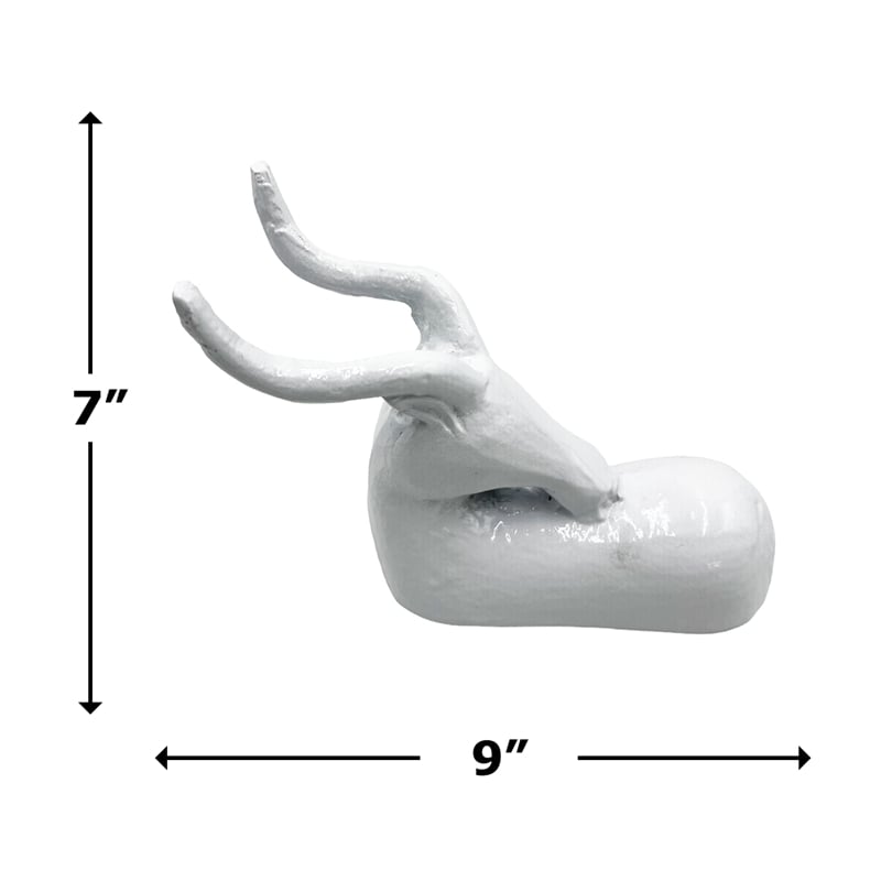 Bergamo Art Decorative Handmade Aluminum 9 inch Modern Deer Sculpture in White