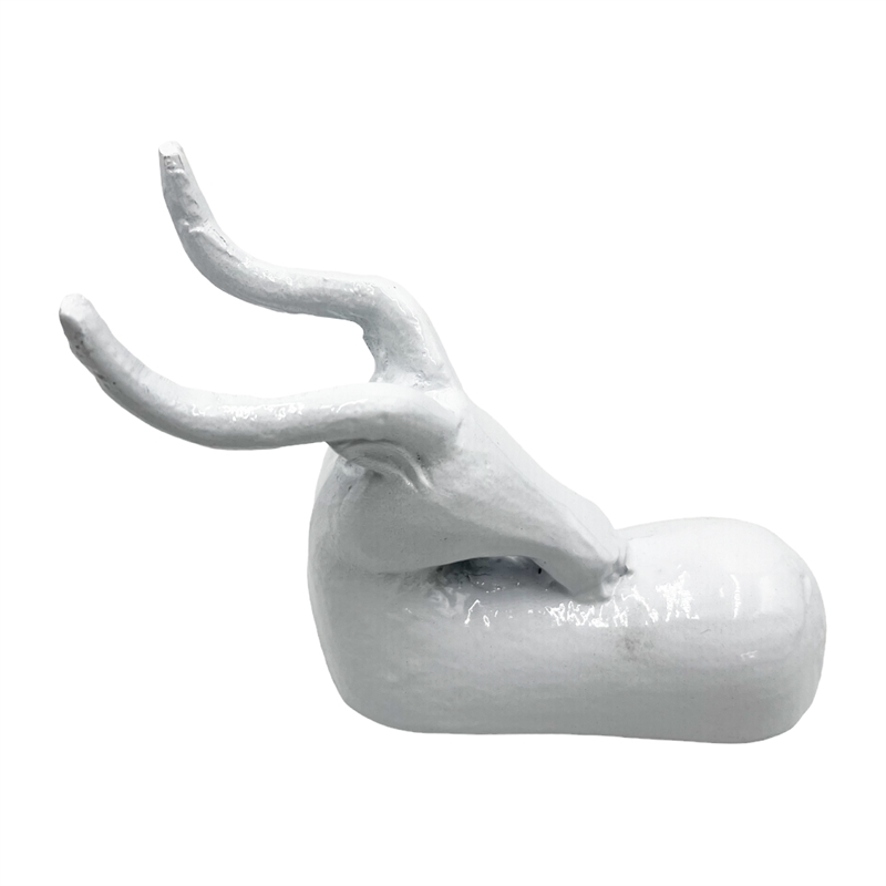 Bergamo Art Decorative Handmade Aluminum 9 inch Modern Deer Sculpture in White