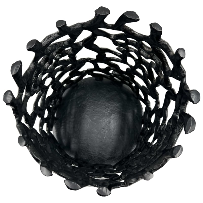 Bergamo Art Set of 2 Decorative Handmade Aluminum Modern Candle holder in Black