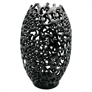 Bergamo Art 15&quot Decorative Handmade Aluminum Egg Nest Flower Vase in Black