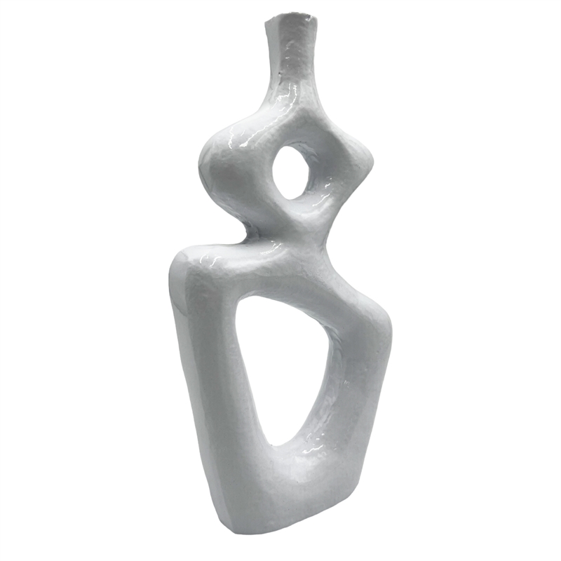 Bergamo Art 12 Inch Tall Decorative Handmade Aluminum Gourd Flower Vase in White