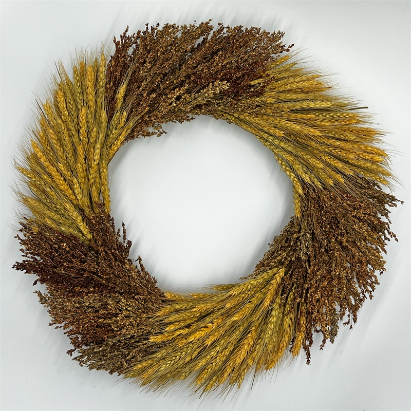Bergamo Art Decorative Fall Wreath made from Real Preserved Wheat