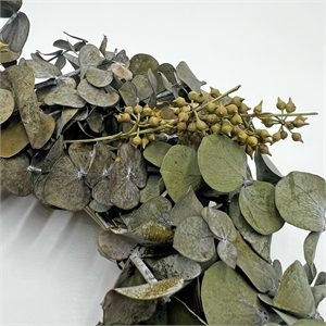 Bergamo Art 30&quot Preserved Decorative Real Eucalyptus Wreath in Green