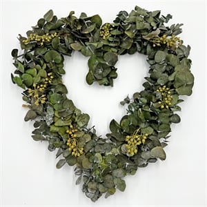 bergamo art dried preserved valentines day real green eucalyptus heart wreath