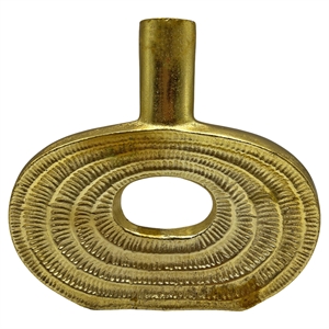 Bergamo Art 9&quot Decorative Handmade Aluminum Modern Oval Flower Vase in Gold