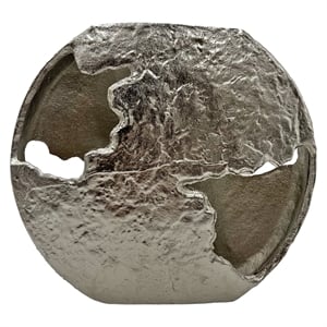 Bergamo Art 13&quot Decorative Handmade Aluminum Earth Inspired Flower Vase - Silver