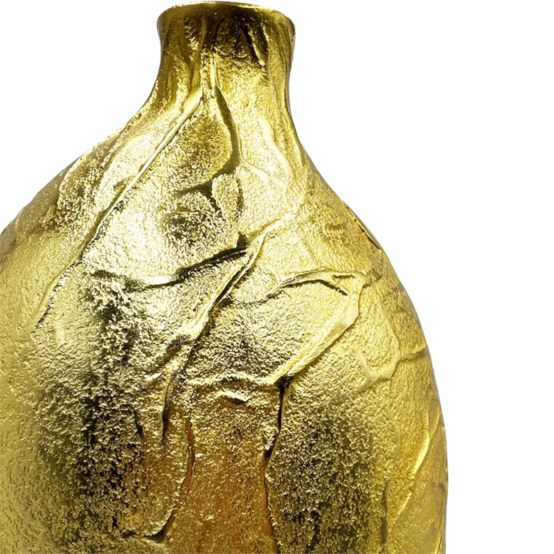 Bergamo Art 20 Inch Tall Decorative Handmade Aluminum Modern Flower Vase in Gold