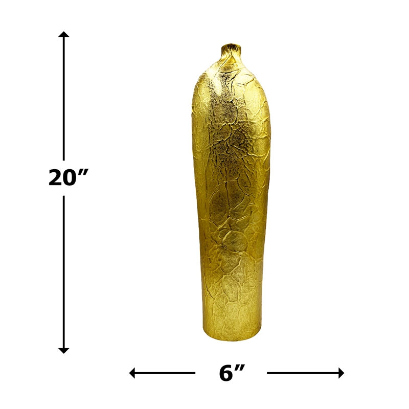 Bergamo Art 20 Inch Tall Decorative Handmade Aluminum Modern Flower Vase in Gold