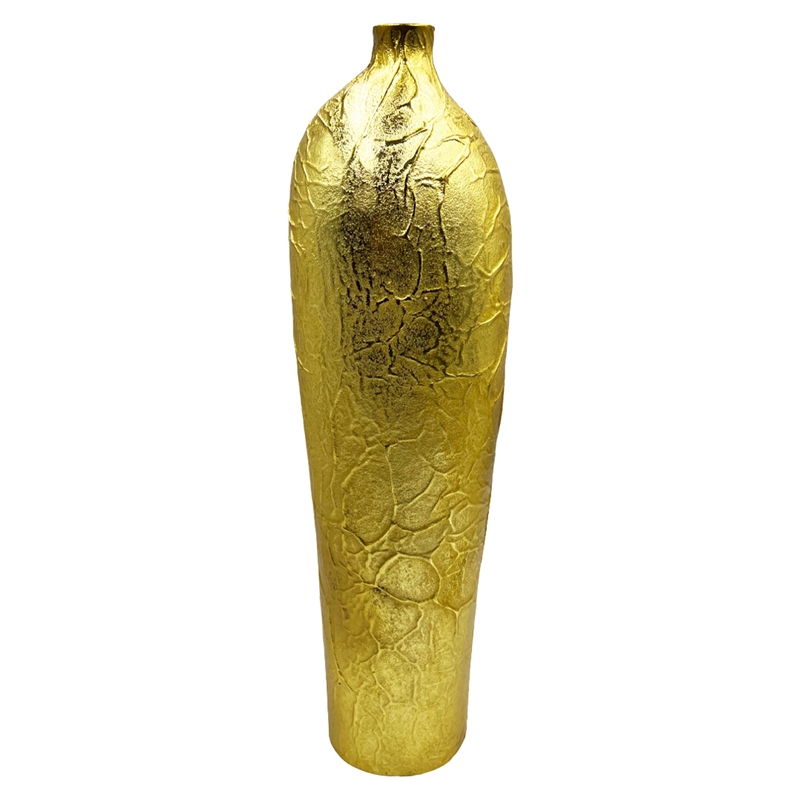 Bergamo Art 20 Inch Tall Decorative Handmade Aluminum Modern Flower Vase in Gold