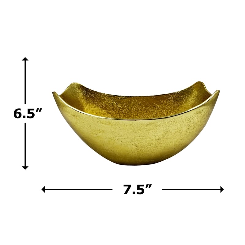 Bergamo Art 12.5 Inch Wide Decorative Handmade Aluminum Modern Bowl in Gold