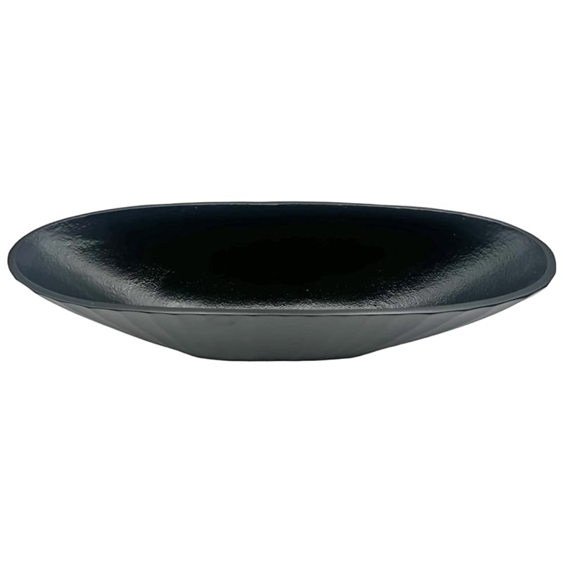 Bergamo Art 16 Inch Wide Decorative Handmade Aluminum Modern Oval Bowl in Black