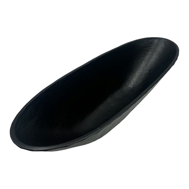 Bergamo Art 16 Inch Wide Decorative Handmade Aluminum Modern Oval Bowl in Black