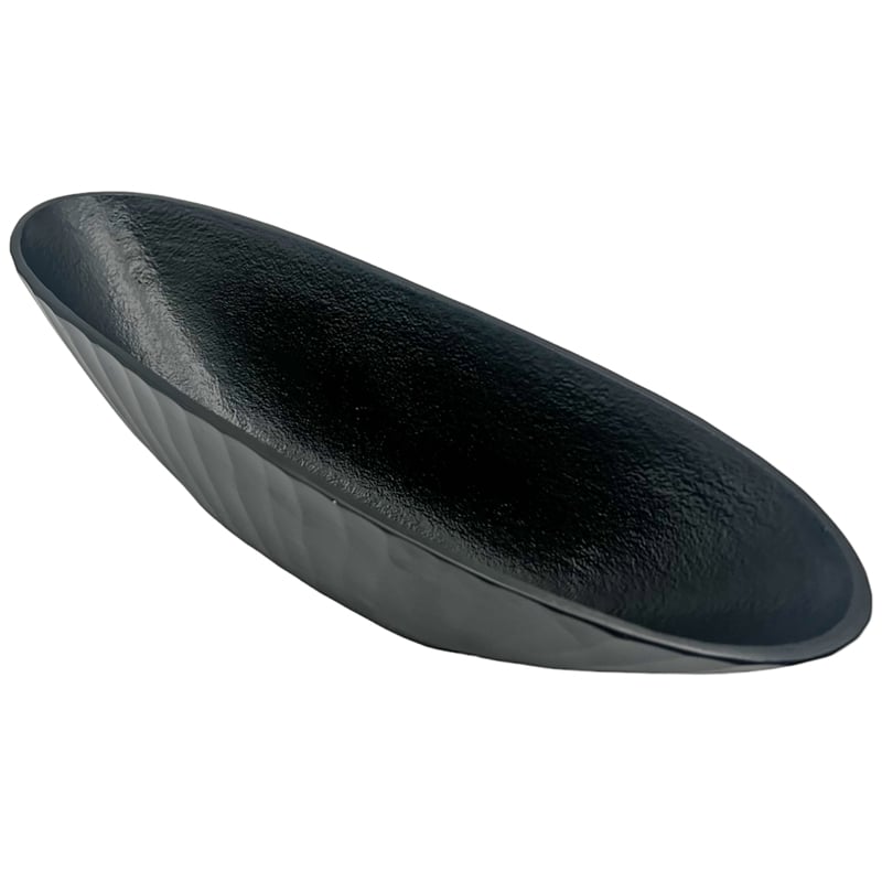 Bergamo Art 16 Inch Wide Decorative Handmade Aluminum Modern Oval Bowl in Black